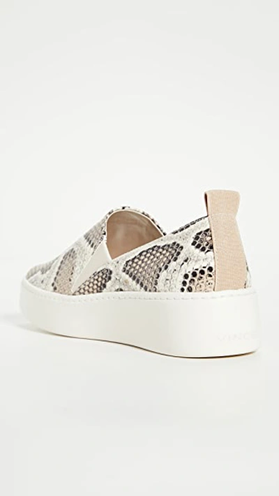 Vince Saxon2 Snake-print Leather Slip-on Sneakers In Taupe