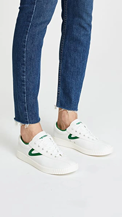 Shop Tretorn Nylite Sneakers In Vintage White/green