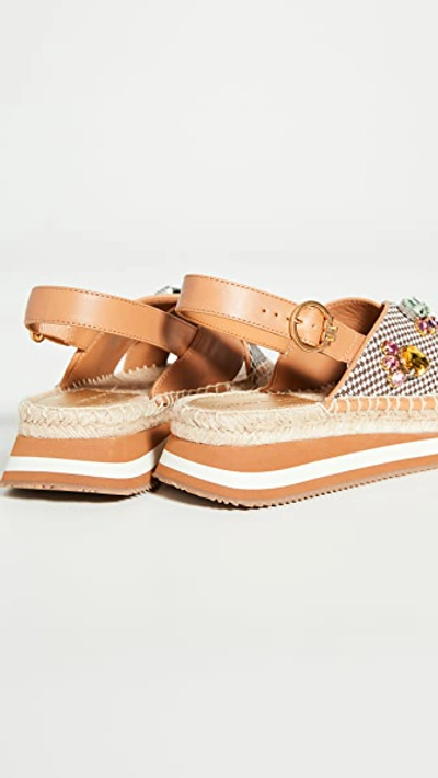 Shop Tory Burch Daisy Crystal Sandals In Desert Camel/multi