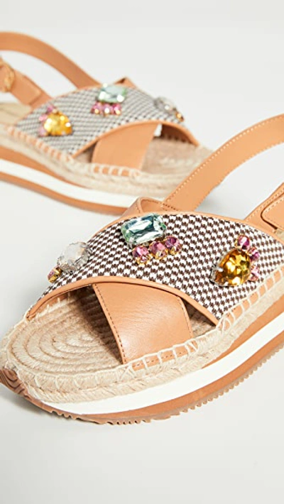 Shop Tory Burch Daisy Crystal Sandals In Desert Camel/multi