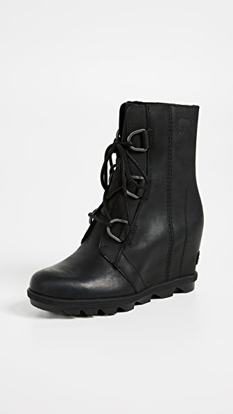 sorel black wedge booties