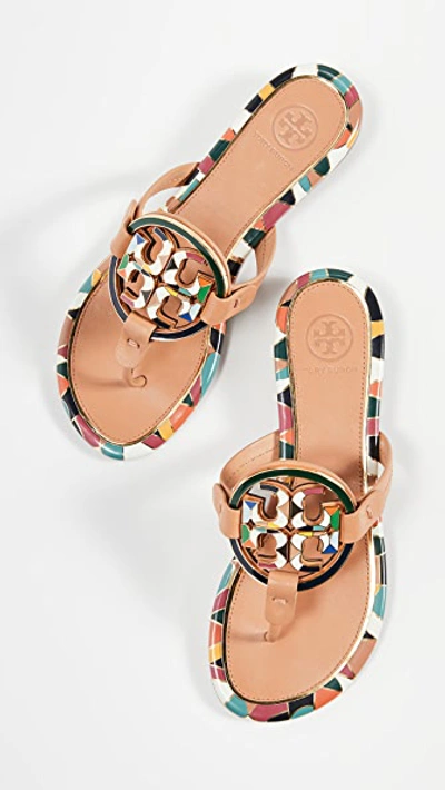 Shop Tory Burch Enamel Miller Sandals In Aged Vachetta