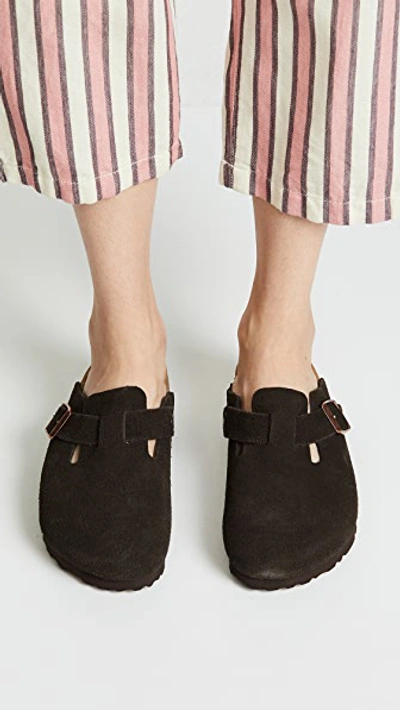 Birkenstock Boston Sfb Cork-footbed Suede Clogs In Black