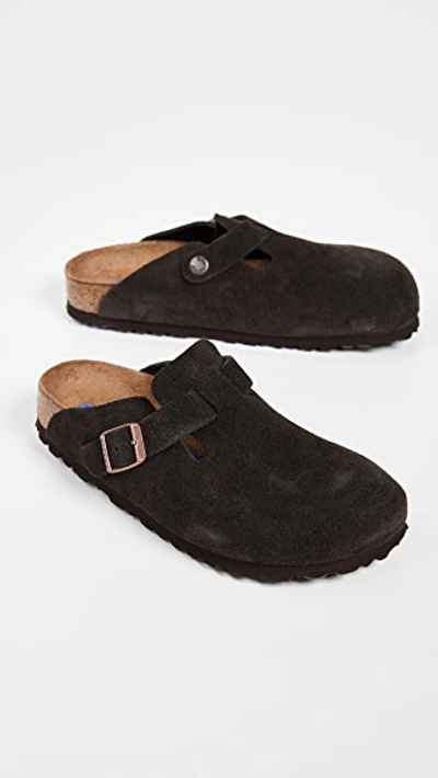 Birkenstock Boston Sfb Cork-footbed Suede Clogs In Black