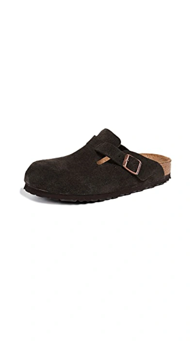 Birkenstock Boston Sfb Cork-footbed Suede Clogs In Black