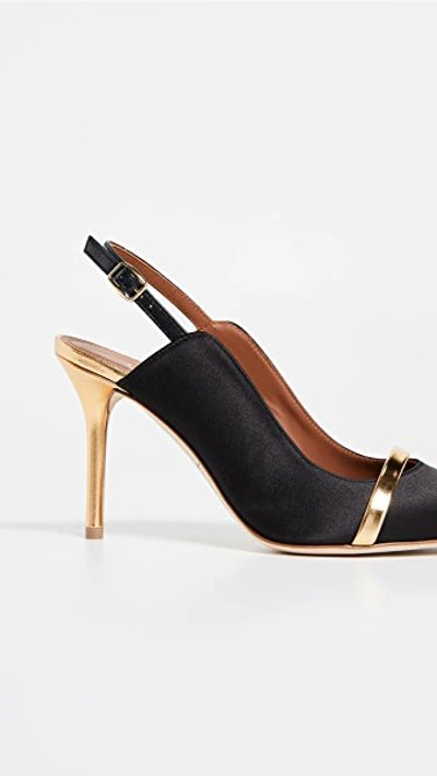 Shop Malone Souliers By Roy Luwolt Marion 85mm Slingback Pumps In Black/gold