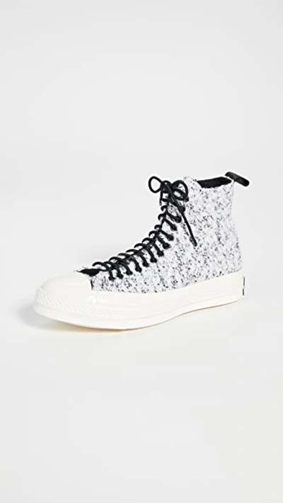Shop Converse Chuck 70 Flocked Wooland Fleece Sneakers In White/black/egret
