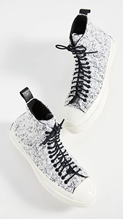 Shop Converse Chuck 70 Flocked Wooland Fleece Sneakers In White/black/egret
