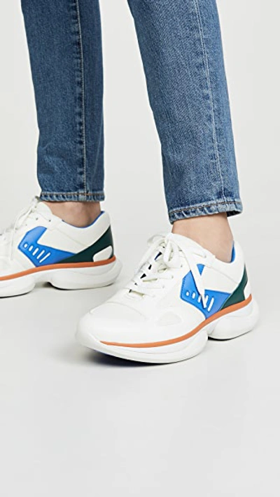 Shop Tory Sport Bubble Lace Up Sneakers In Wht/aerial/conifer/viborange