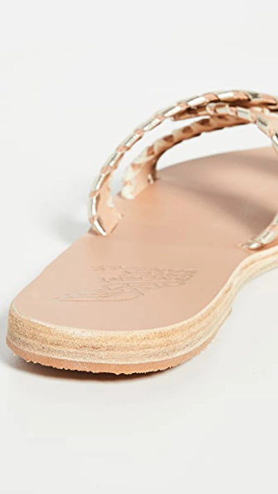 Shop Ancient Greek Sandals Desmos Stitch Slides In Natural/platinum