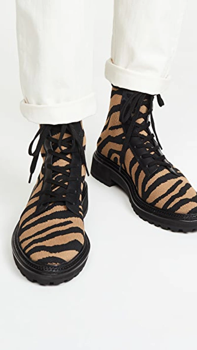 Shop Loeffler Randall Brady Stretch Knit Combat Boots In Tiger