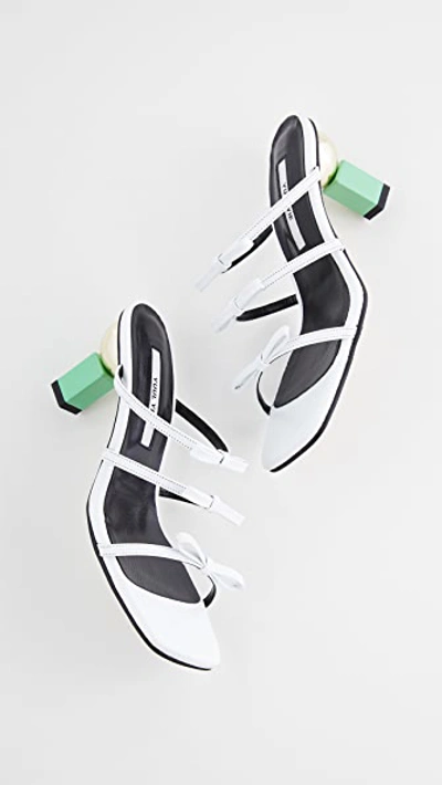 Shop Yuul Yie Daylight Sandals In White Croc/fern Green