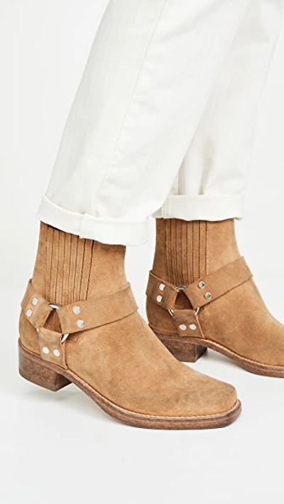Shop Re/done Short Cavalry Boots In Worn Tan