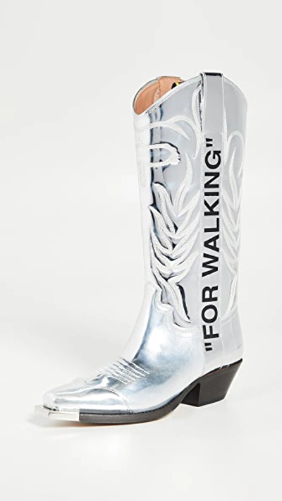 Shop Off-white For Walking Cowboy Boots In Crystal/black