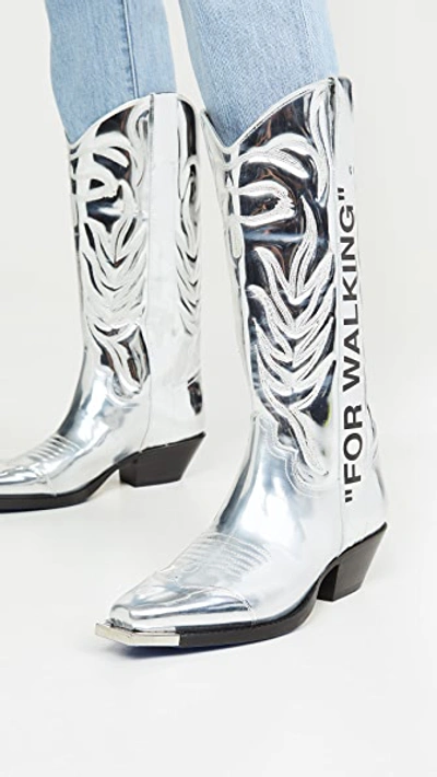 Shop Off-white For Walking Cowboy Boots In Crystal/black
