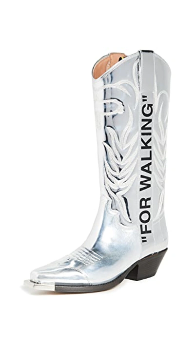 Shop Off-white For Walking Cowboy Boots In Crystal/black