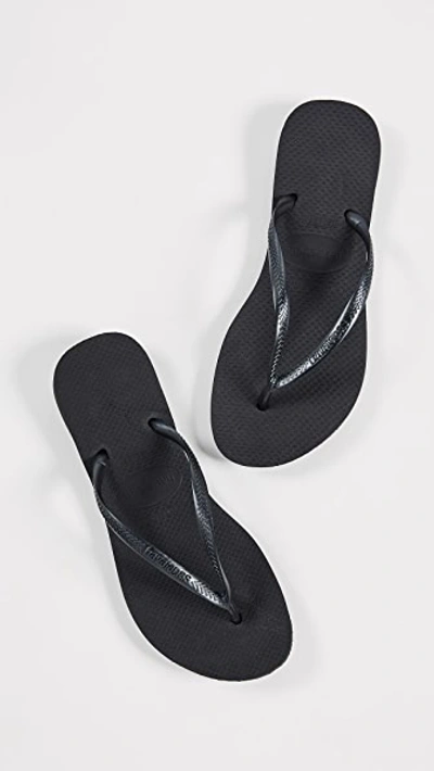 Shop Havaianas Slim Flip Flops In Black