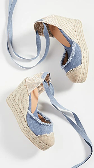 Shop Castaã±er Catalina Espadrilles In Jeans Claro