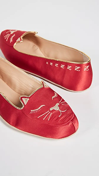 Shop Charlotte Olympia Cat Nap Slipper Set In Red