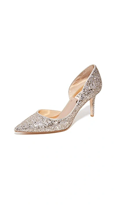 Shop Badgley Mischka Daisy Glitter Pumps In Platino