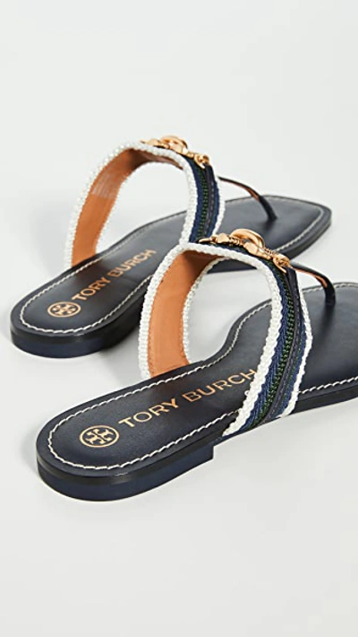 Shop Tory Burch Jessa Thong Sandals In P Navy/b Green Multi