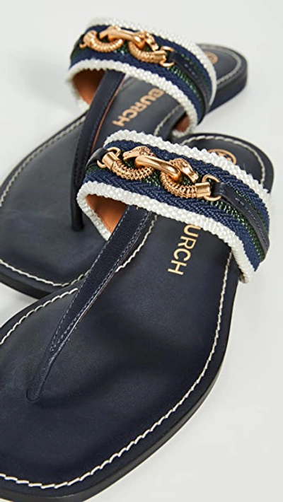 Shop Tory Burch Jessa Thong Sandals In P Navy/b Green Multi