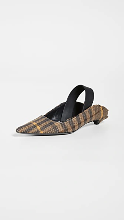 Shop Proenza Schouler Plaid Slingback Pumps In Marrone/black