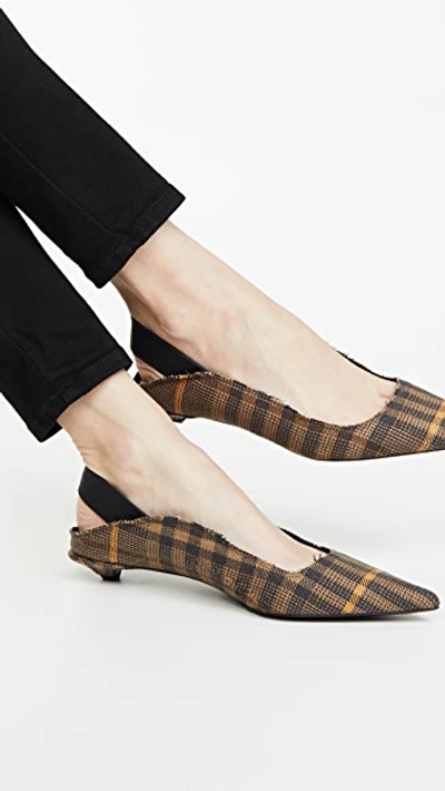 Shop Proenza Schouler Plaid Slingback Pumps In Marrone/black