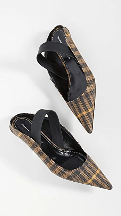 Shop Proenza Schouler Plaid Slingback Pumps In Marrone/black