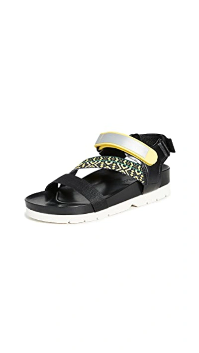 Shop Villa Rouge Elena Sporty Sandals In Neon/black/lemongrass