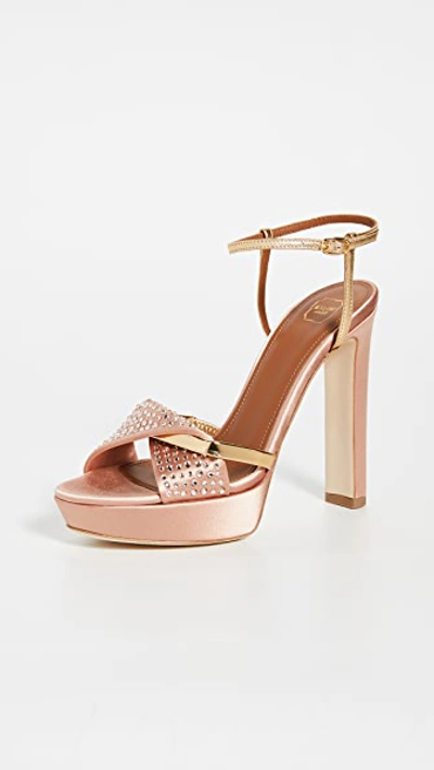 Shop Malone Souliers Lauren Crystal Ms 125 Sandals In Blush/gold