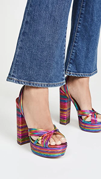 Shop Aquazzura Sundance Plateau 140mm Sandals In Multicolor