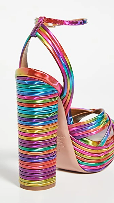 Shop Aquazzura Sundance Plateau 140mm Sandals In Multicolor