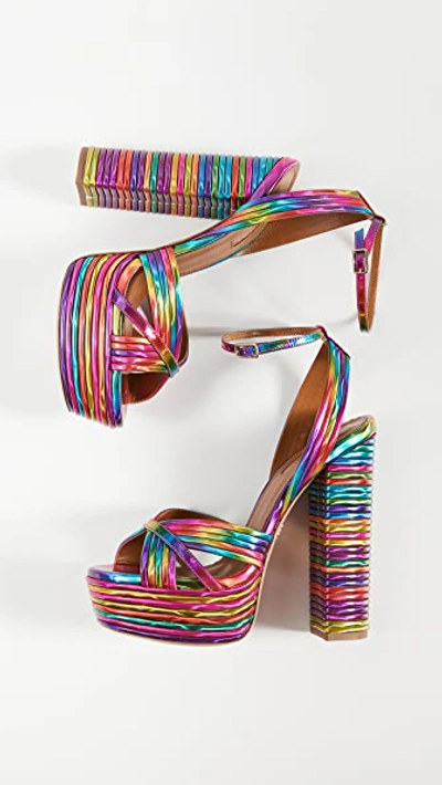 Shop Aquazzura Sundance Plateau 140mm Sandals In Multicolor