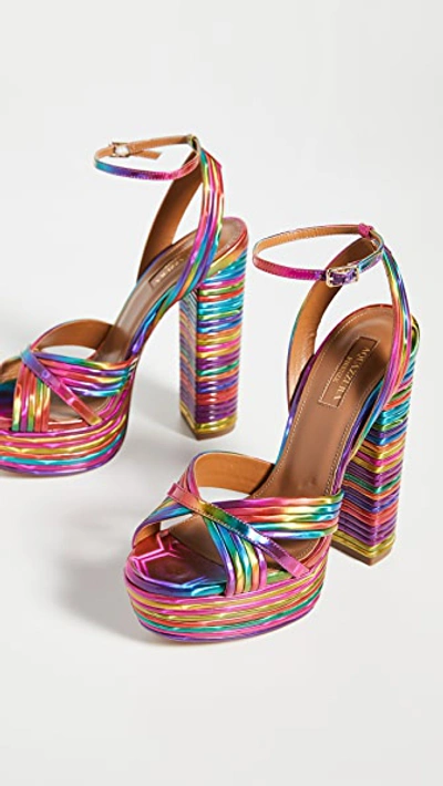 Shop Aquazzura Sundance Plateau 140mm Sandals In Multicolor