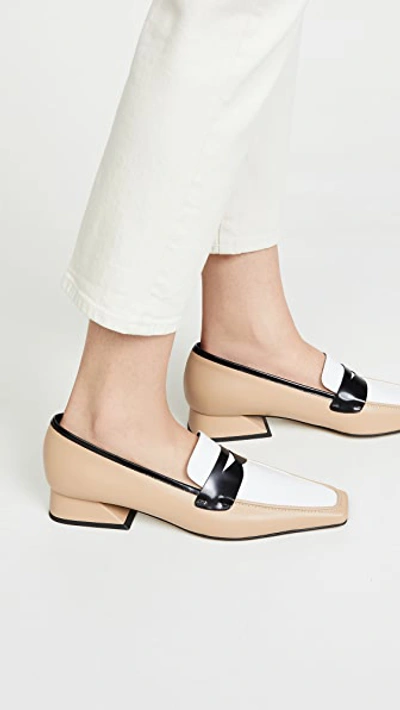 Shop Yuul Yie Ivy Loafers In Beige/white