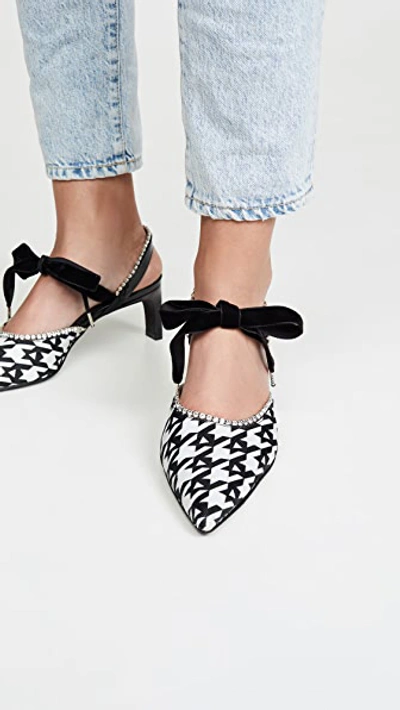 Shop Area Crystal Piping Kitten Heels In Black Houndstooth