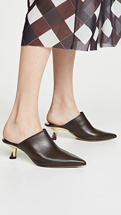 Shop Simon Miller Kicker Tee Heel Mules In Chocolate