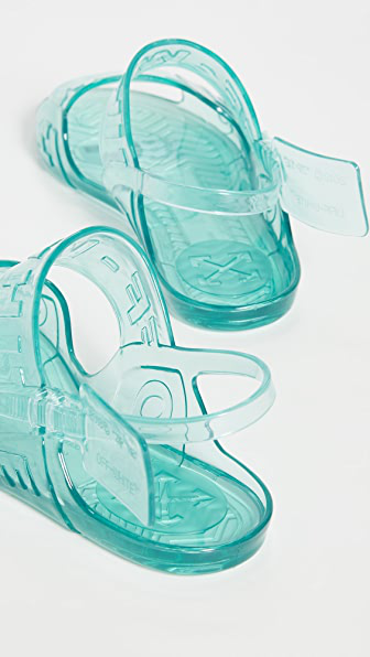 off white jelly sandals blue