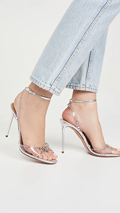 Shop Aquazzura Dream Sandals 105mm In Silver