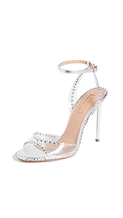 Shop Aquazzura Dream Sandals 105mm In Silver