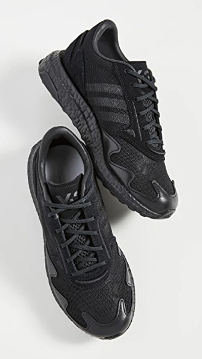 Shop Y-3 Rhisu Run Sneakers In Black/black/black