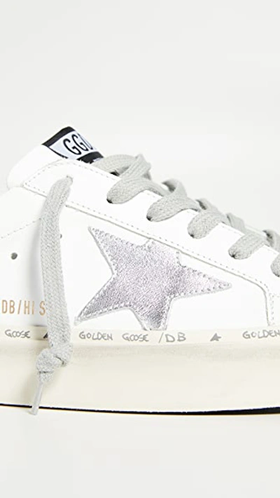 Shop Golden Goose Hi Star Sneakers In White/shiny