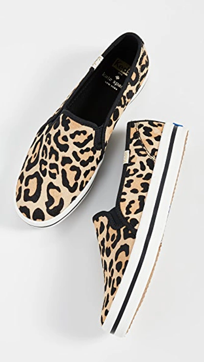 Shop Keds X Kate Spade New York Double Decker Sneakers In Leopard Pony Tan