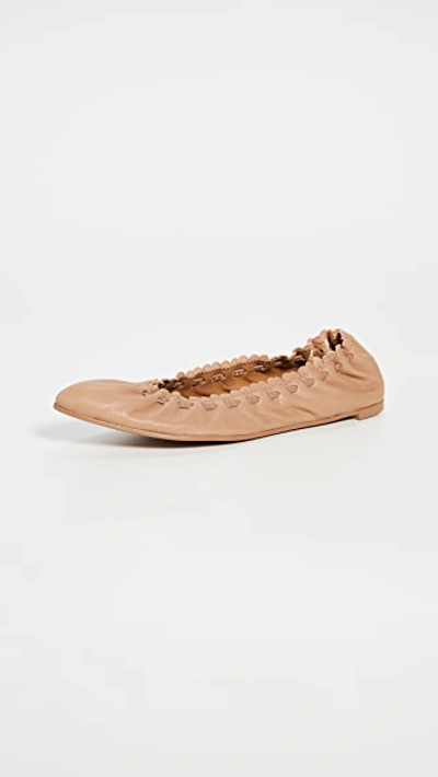 Shop See By Chloé Jane Point Ballet Flats In Biscotto