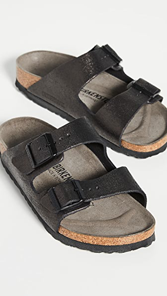 birkenstock arizona washed metallic antique black