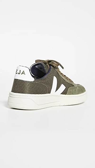 Shop Veja V-12 Sneakers In Olive/white