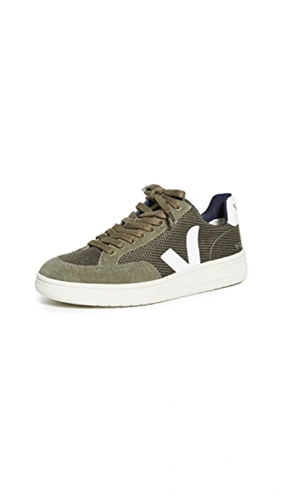 Shop Veja V-12 Sneakers In Olive/white
