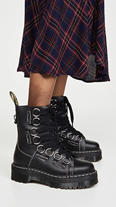 Dr. Martens Jadon Xl Chunky Wide Lace Leather Ankle Boots In Black |  ModeSens