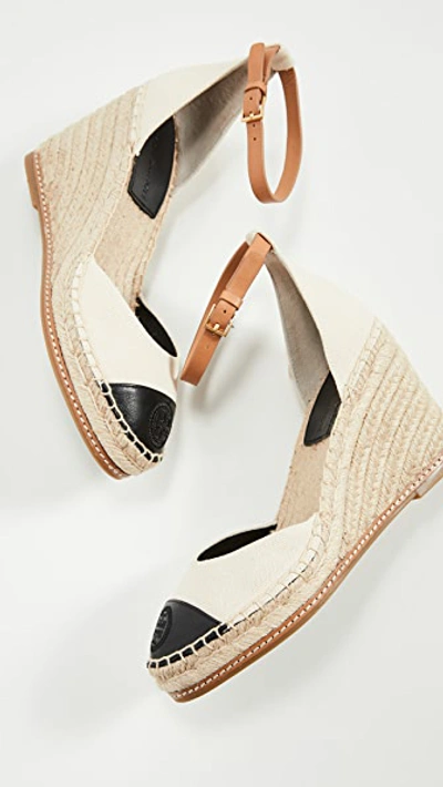 Shop Tory Burch 85mm Colorblock Wedge Espadrilles In Cream/perfect Black